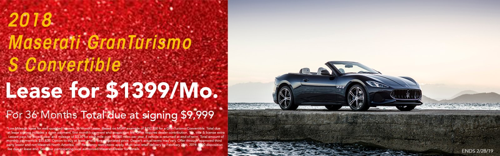 2018 Maserati GranTurismo S Convertible Lease Special