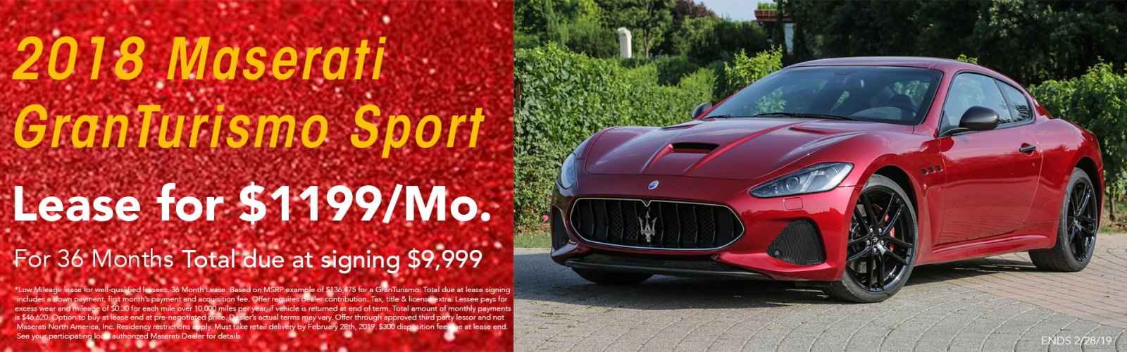 2018 Maserati GranTurismo Sport Lease Special
